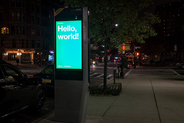 Sign saying Hello World