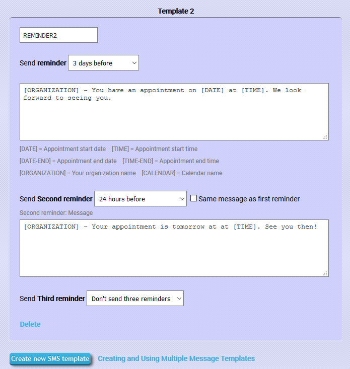 reminders template